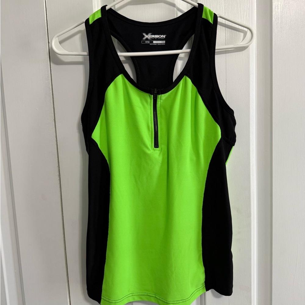 Xersion Women's Neon Green and Black Active Tank Top